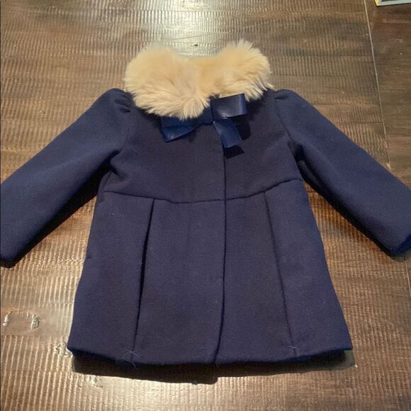 Janie and Jack Other - Girl Dark Marine Faux Fur Collar Coat by Janie and Jack 12-18 month